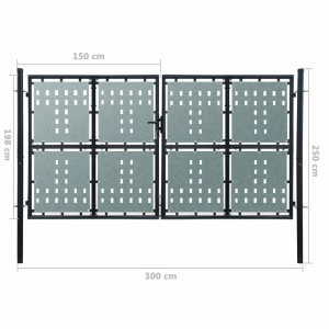 Poartă dublă neagră pentru gard 300 x 250 cm - Img 5