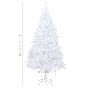 Pom de Crăciun artificial cu ramuri groase, alb, 150 cm, PVC - Img 5