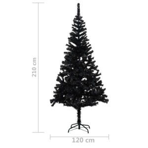 Pom de Crăciun artificial cu suport, negru, 210 cm, PVC - Img 5