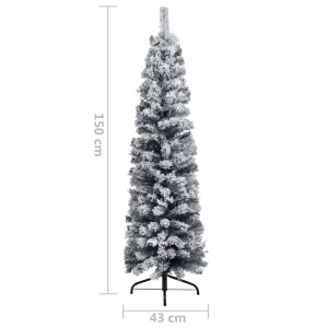 Pom de Crăciun artificial subțire cu zăpadă, verde 150 cm, PVC - Img 5