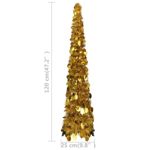 Pom de Crăciun artificial tip pop-up, auriu, 120 cm, PET - Img 5