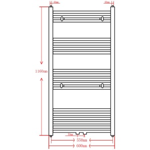 Radiator port-prosop incălzire centrală baie, drept, 600x1160mm, negru - Img 9