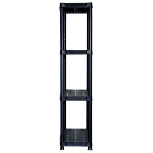 Raft de depozitare cu 4 polițe, negru, 61x30,5x130 cm, plastic - Img 5