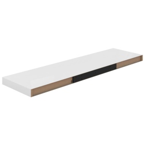 Raft de perete suspendat, alb extralucios, 90x23,5x3,8 cm, MDF - Img 5