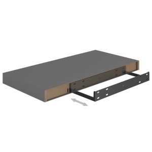 Raft de perete suspendat, gri extralucios, 50x23x3,8 cm, MDF - Img 6