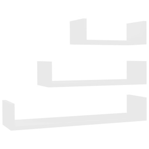 Raft expunere de perete, 3 buc., alb, PAL - Img 2