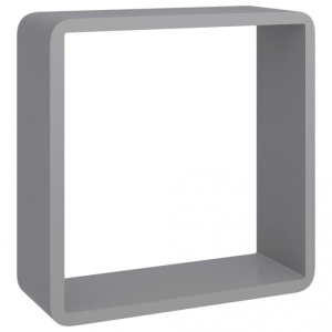 Rafturi cub de perete, 3 buc., gri, MDF - Img 6