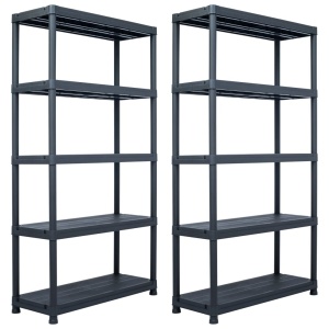 Rafturi de depozitare 2 buc. negru 80x40x180 cm plastic 250 kg