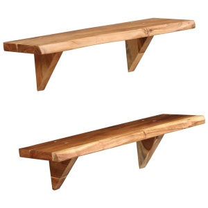 Rafturi de perete, 2 buc., 60x20x16 cm, lemn masiv de acacia