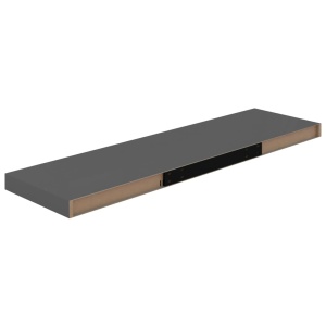 Rafturi de perete, 2 buc., gri extralucios, 90x23,5x3,8 cm, MDF - Img 6