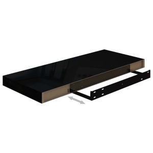 Rafturi de perete, 2 buc., negru extralucios 60x23,5x3,8 cm MDF - Img 7