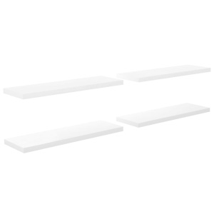 Rafturi de perete, 4 buc., alb extralucios, 120x23,5x3,8 cm MDF - Img 2
