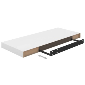Rafturi de perete, 4 buc., alb extralucios, 60x23,5x3,8 cm, MDF - Img 7