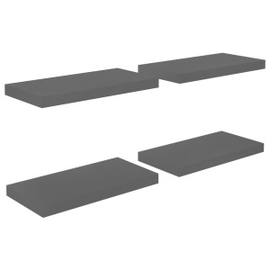 Rafturi de perete, 4 buc., gri extralucios, 50x23x3,8 cm, MDF - Img 2