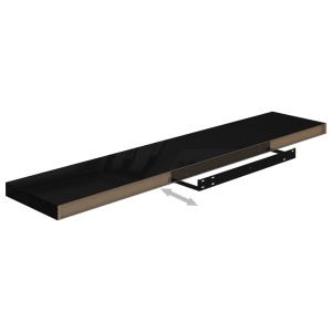 Rafturi de perete 4 buc. negru extralucios 120x23,5x3,8 cm MDF - Img 7
