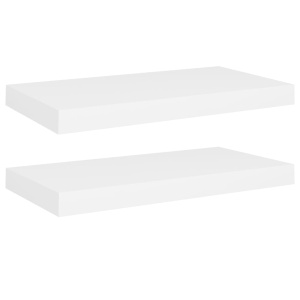 Rafturi de perete suspendate, 2 buc., alb, 50x23x3,8 cm, MDF - Img 2
