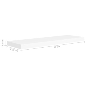 Rafturi de perete suspendate, 2 buc., alb, 80x23,5x3,8 cm, MDF - Img 9