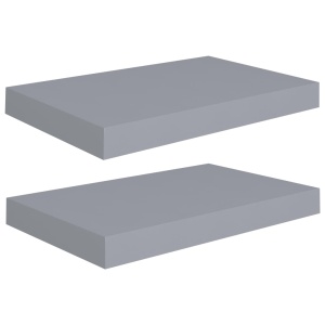 Rafturi de perete suspendate, 2 buc., gri, 40x23x3,8 cm, MDF - Img 2