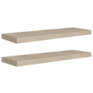 Rafturi de perete suspendate 2 buc., stejar, 80x23,5x3,8 cm MDF - Img 2