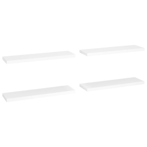 Rafturi de perete suspendate, 4 buc., alb, 90x23,5x3,8 cm, MDF - Img 2