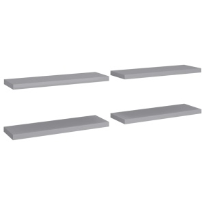 Rafturi de perete suspendate, 4 buc., gri, 80x23,5x3,8 cm, MDF - Img 2
