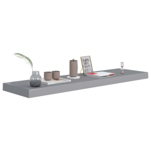 Rafturi de perete suspendate, 4 buc., gri, 90x23,5x3,8 cm, MDF - Img 3