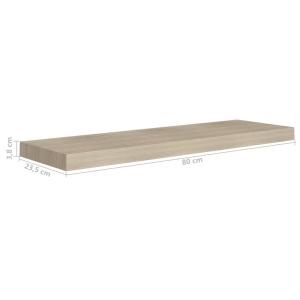 Rafturi de perete suspendate 4 buc., stejar, 80x23,5x3,8 cm MDF - Img 9