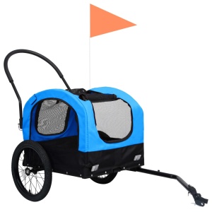 Remorcă bicicletă &amp; cărucior 2-in-1 animale, albastru și negru - Img 3