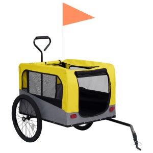 Remorcă bicicletă &amp; cărucior 2-in-1 animale, galben și gri - Img 4