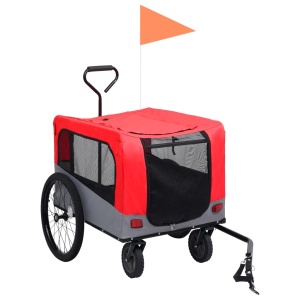 Remorcă bicicletă &amp; cărucior 2-in-1 pentru animale, roșu și gri - Img 3