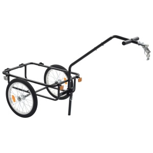 Remorcă de bicicletă/Căruț de mână, negru, 155x61x83 cm, oțel - Img 7