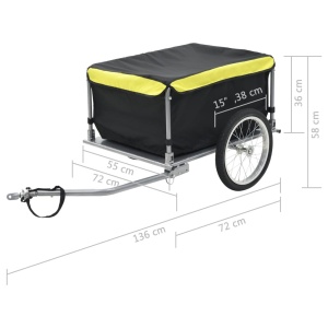 Remorcă de bicicletă, negru și galben, 65 kg - Img 5