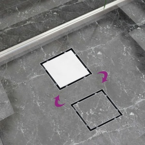 Rigolă de duș capac plat gresie 2-in-1 25x25 cm oțel inoxidabil - Img 2