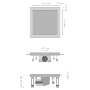Rigolă de duș capac plat gresie 2-in-1 25x25 cm oțel inoxidabil - Img 7