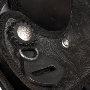Șa Western, căpăstru &amp; pieptar, piele naturală, 12", negru - Img 2
