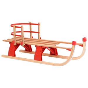 Sanie pliabilă pentru zăpadă cu spătar, 110 cm, lemn