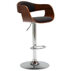Scaun de bar, gri, lemn curbat și material textil - Img 2