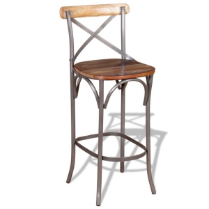 Scaun de bar, lemn masiv reciclat - Img 2