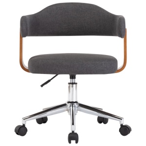Scaun de birou pivotant, gri, lemn curbat și material textil - Img 2