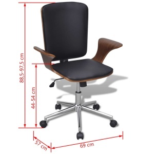Scaun de birou reglabil din lemn curbat, piele artificială - Img 5