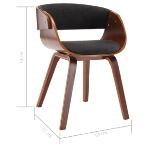Scaun de bucătărie, gri, lemn curbat și material textil - Img 6