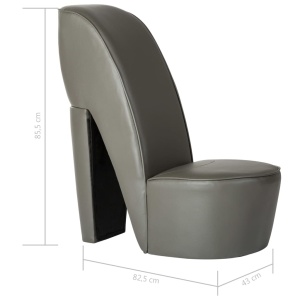 Scaun, design toc inalt, gri, piele ecologică - Img 6