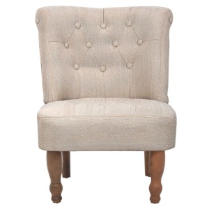 Scaun in stil franțuzesc, crem, material textil - Img 3