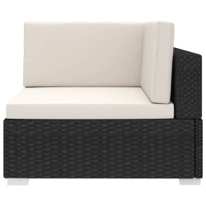 Scaun modular de colț, 1 buc., negru, poliratan, cu perne - Img 3