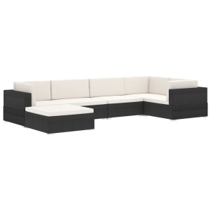 Scaun modular de colț, 1 buc., negru, poliratan, cu perne - Img 10