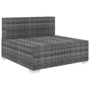 Scaun modular de mijloc, 1 buc., gri, poliratan, cu perne - Img 2