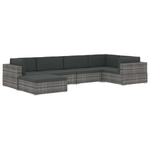 Scaun modular de mijloc, 1 buc., maro, poliratan, cu perne - Img 12
