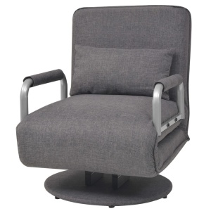 Scaun pivotant și canapea extensibilă, gri inchis, textil - Img 2