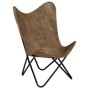 Scaun tip fluture, gri taupe, pânză - Img 2