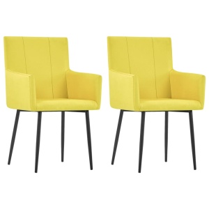 Scaune de bucătărie cu brațe, 2 buc., galben, material textil
